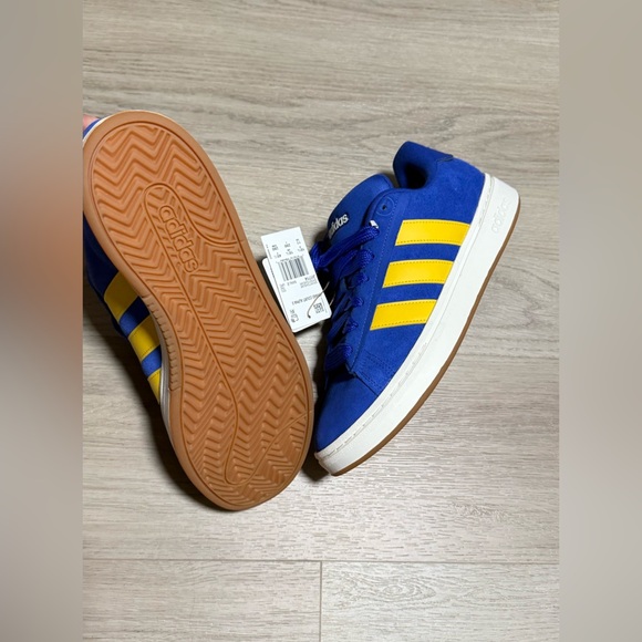 Adidas Blue Sneakers with Yellow Accents